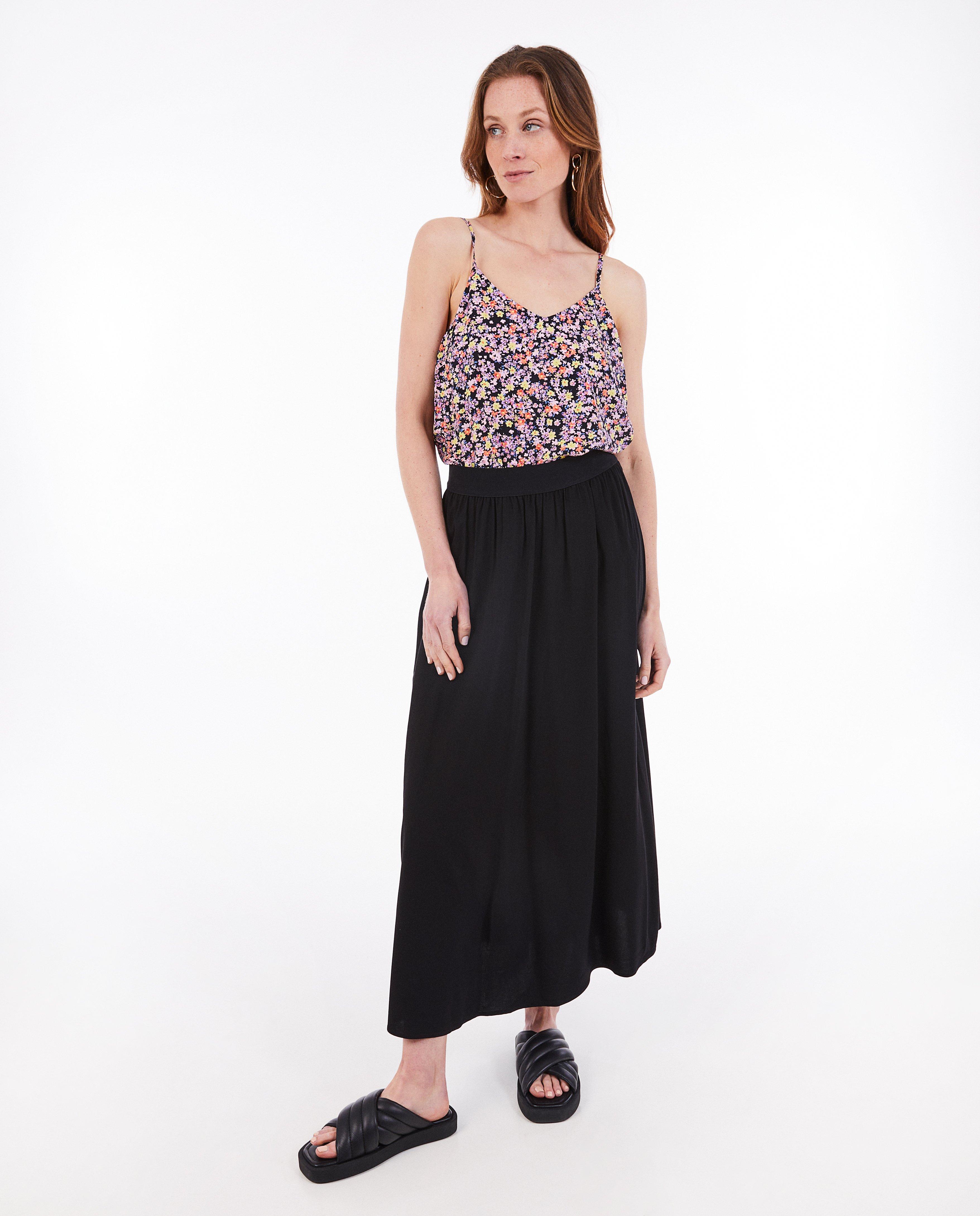 Top Sora cu imprimeu floral albastru închis