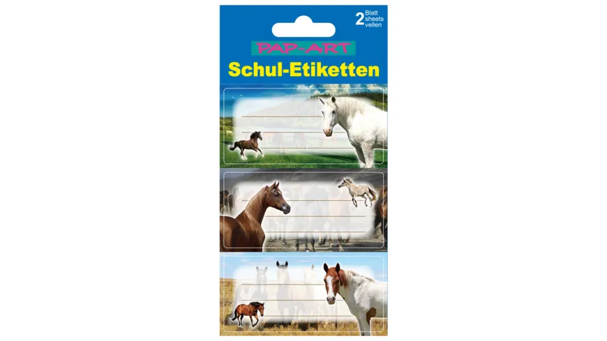 PAP-ART Schulbuch-Etiketten Glitter Pferde