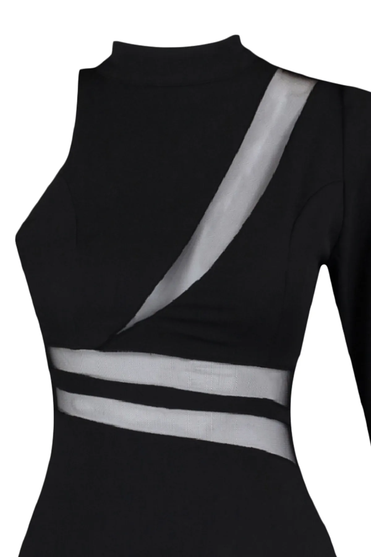 Trendyol Collection  Schwarzes, tief ausgeschnittenes, gewebtes, elegantes Abendkleid TPRAW23EL00090