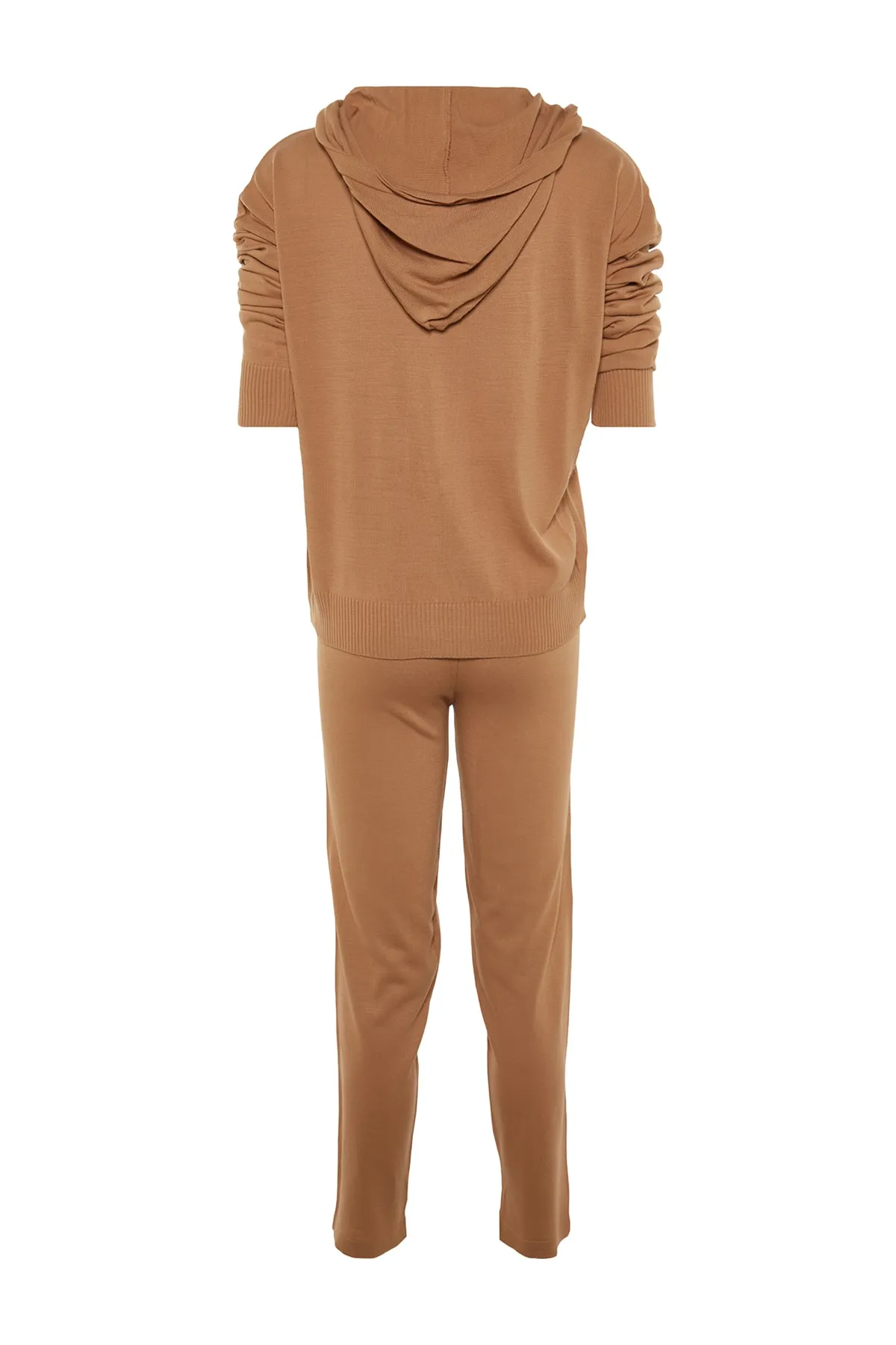 Trendyol Collection  Hellbraunes Strickoberteil und -unterteil mit Kapuze TWOAW23AU00119