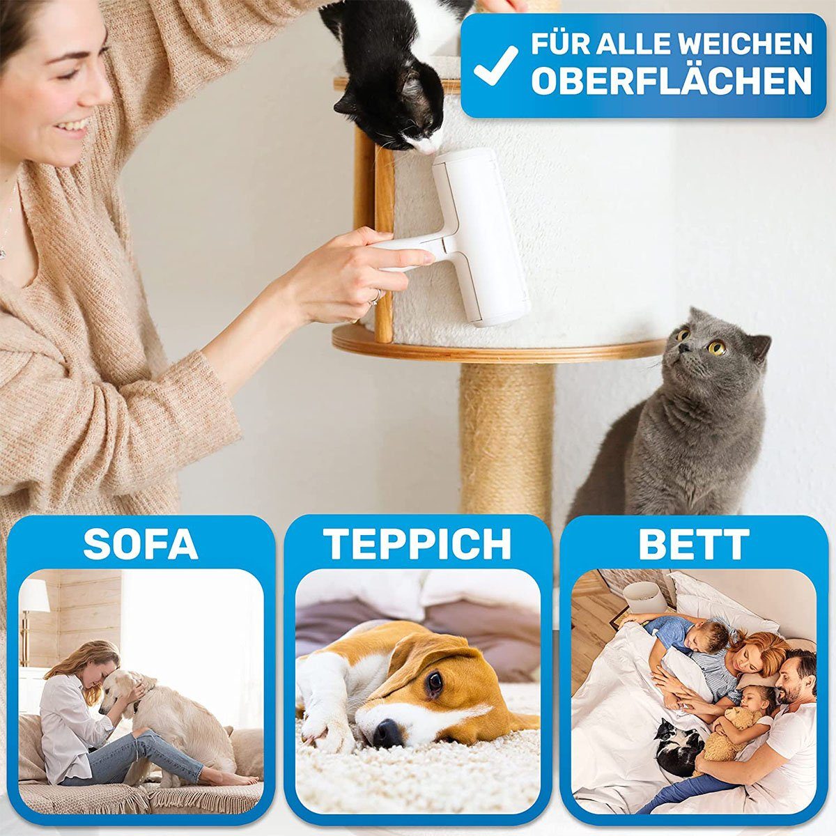 oyajia Fusselroller 1/2x Selbstreinigende Tierhaarentferner für Haustierhaar