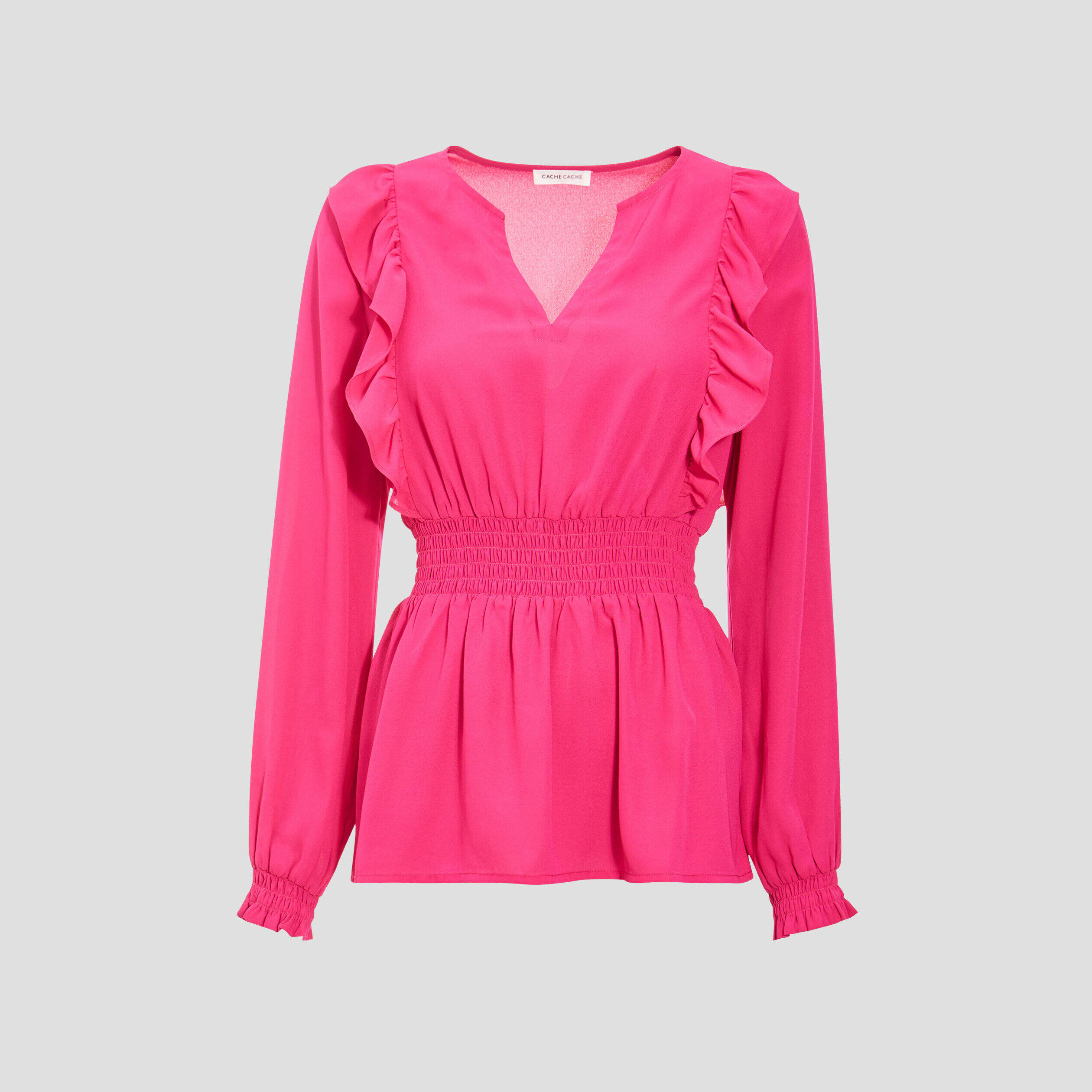 Blouse manches longues rose fushia femme | Cache Cache