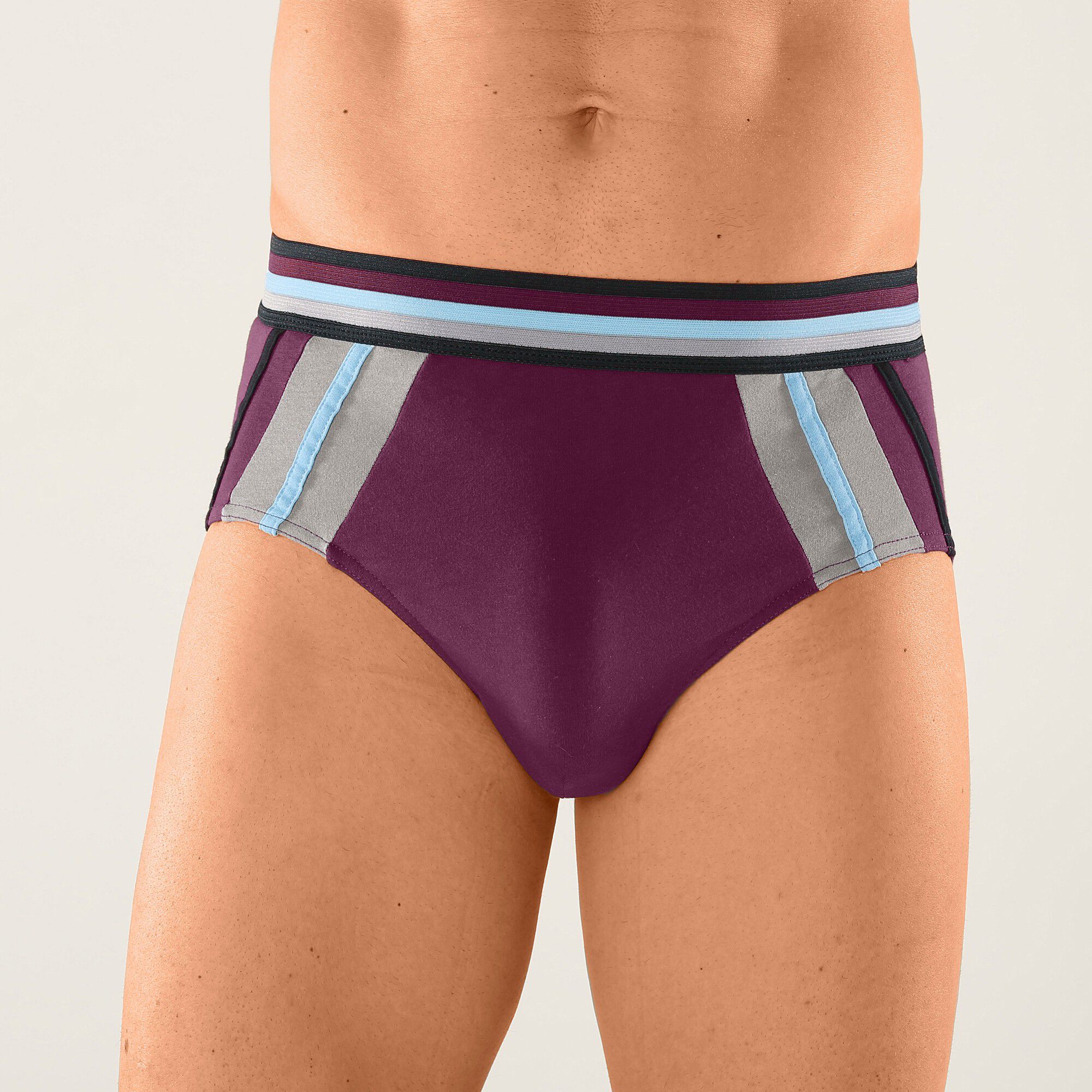 Slip fermé taille haute bandes contrastées