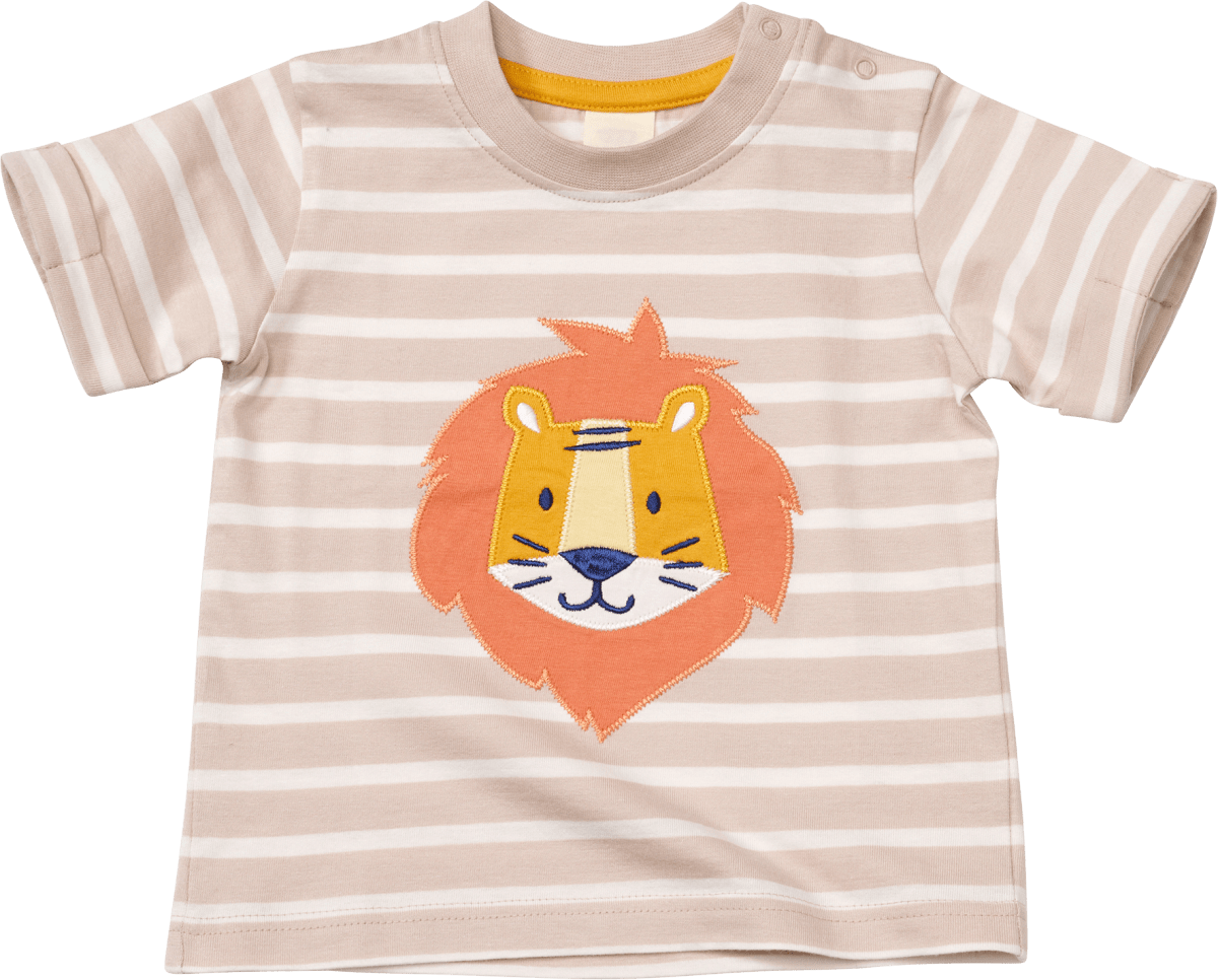 T-Shirt mit Löwen-Motiv, beige & weiß, Gr. 80, 1 St