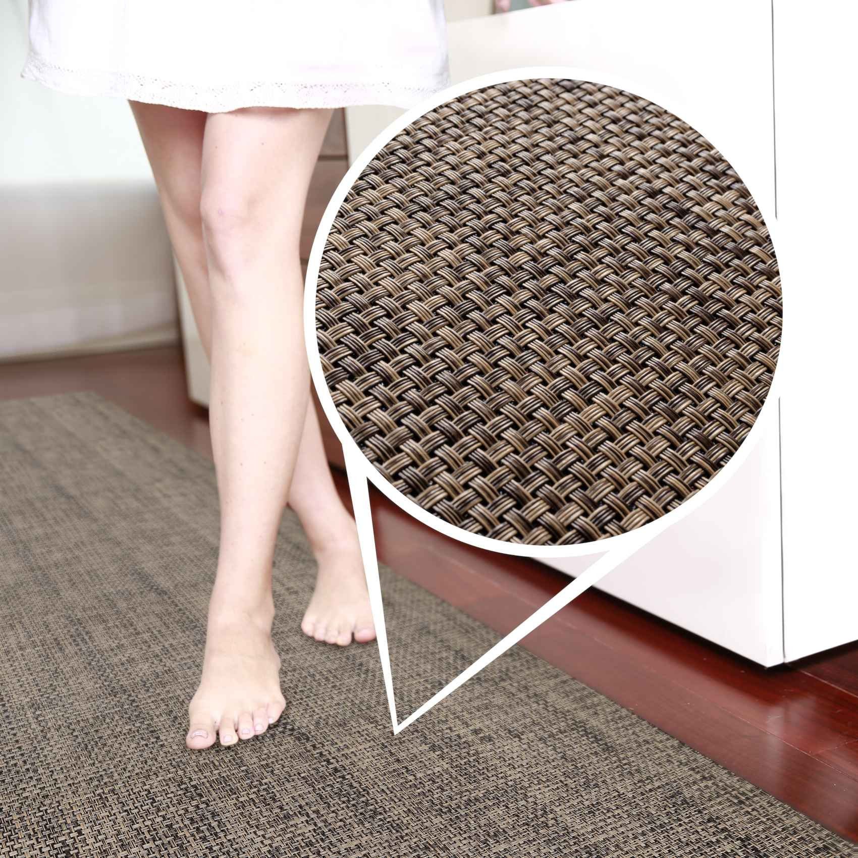 Küchenläufer Outdoorläufer Teppich Läufermatte TATAMI Rattan Robust Wasserabweisen, ANRO, Rechteckig, Höhe: 3 mm, Rattanoptik