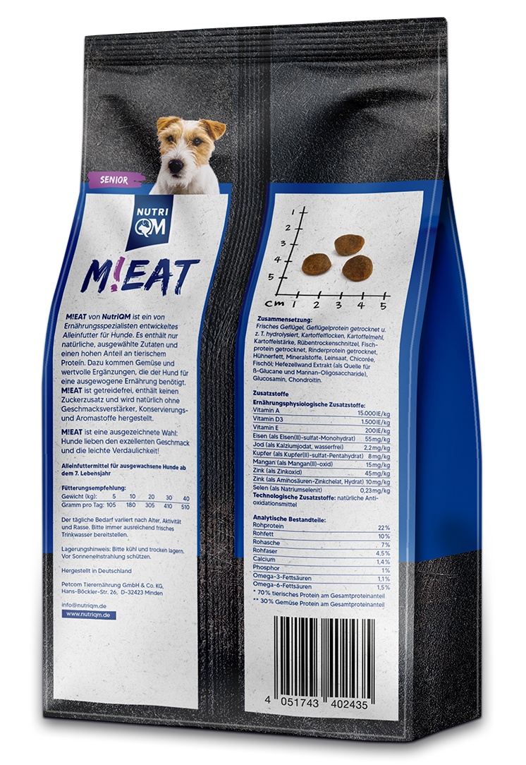 NutriQM Hundetrockenfutter NutriQM M!EAT Senior 5 x 1,5 kg
