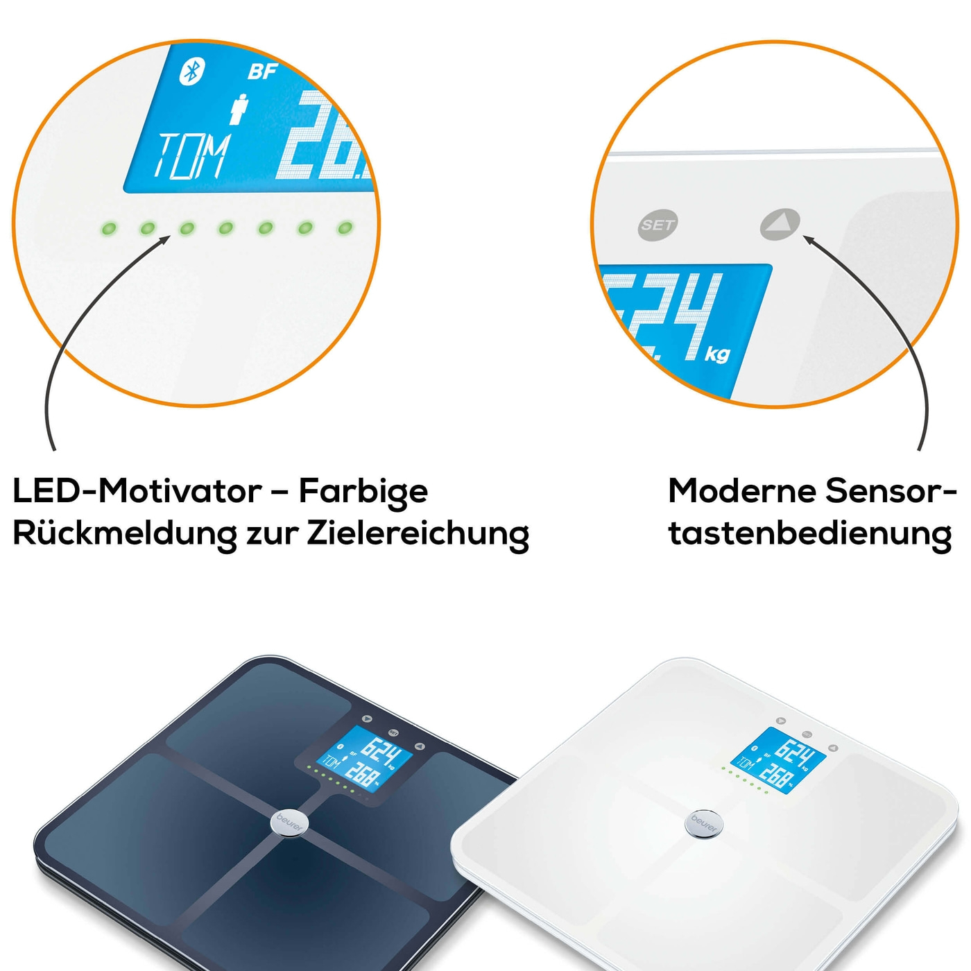 Beurer Diagnosewaage BF 950 Black-Körperanalysewaage mit Schwangerschaftsmodus & App-Anbindung - bis 180 kg