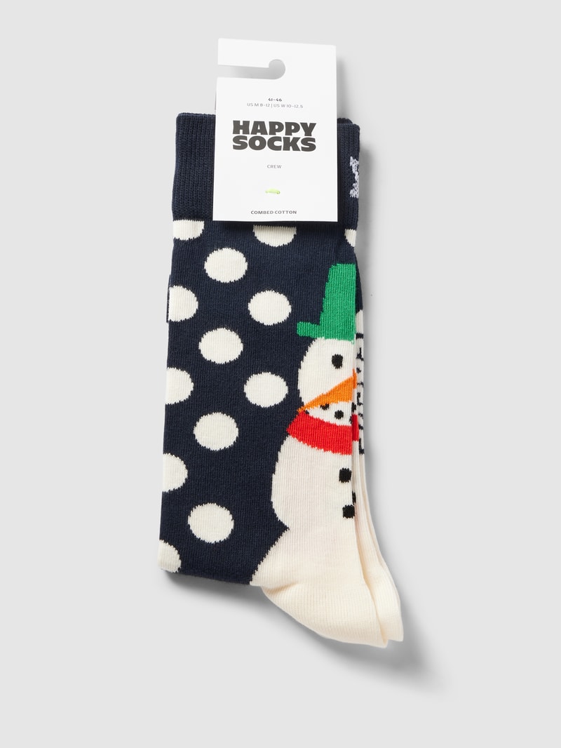 Socken mit Motiv-Print Modell 'Jumbo Snowman' in dunkelblau