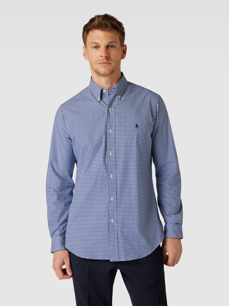 Slim Fit Freizeithemd mit Vichy-Karo in marineblau