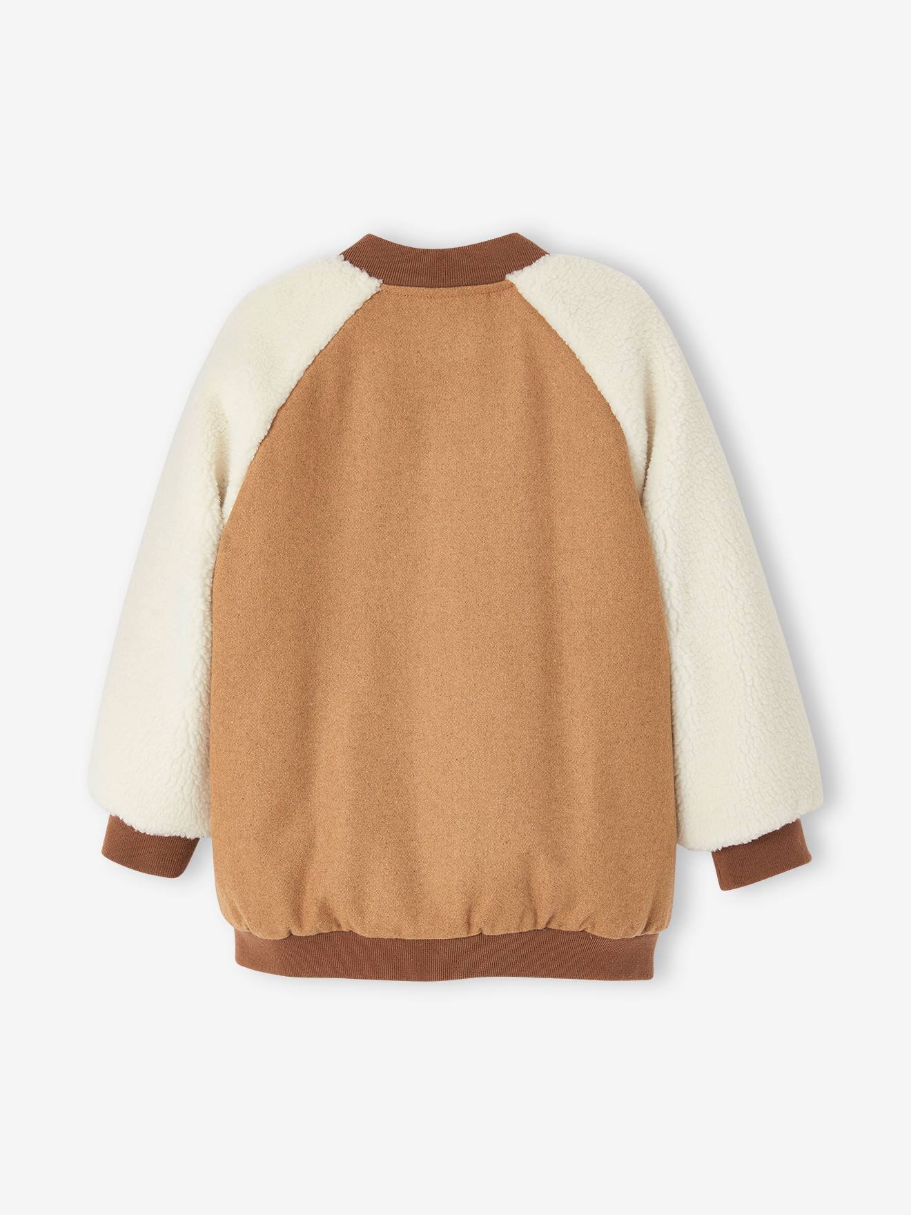 Vertbaudet Mädchen Collegejacke, Materialmix - camel