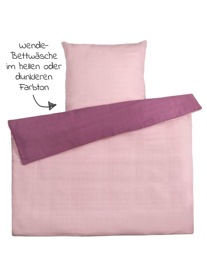 Makian Wende-Bettwäsche Mull 80 x 80 / 35 x 40 cm - Orchidee in rosa,lila günstig kaufen onesize