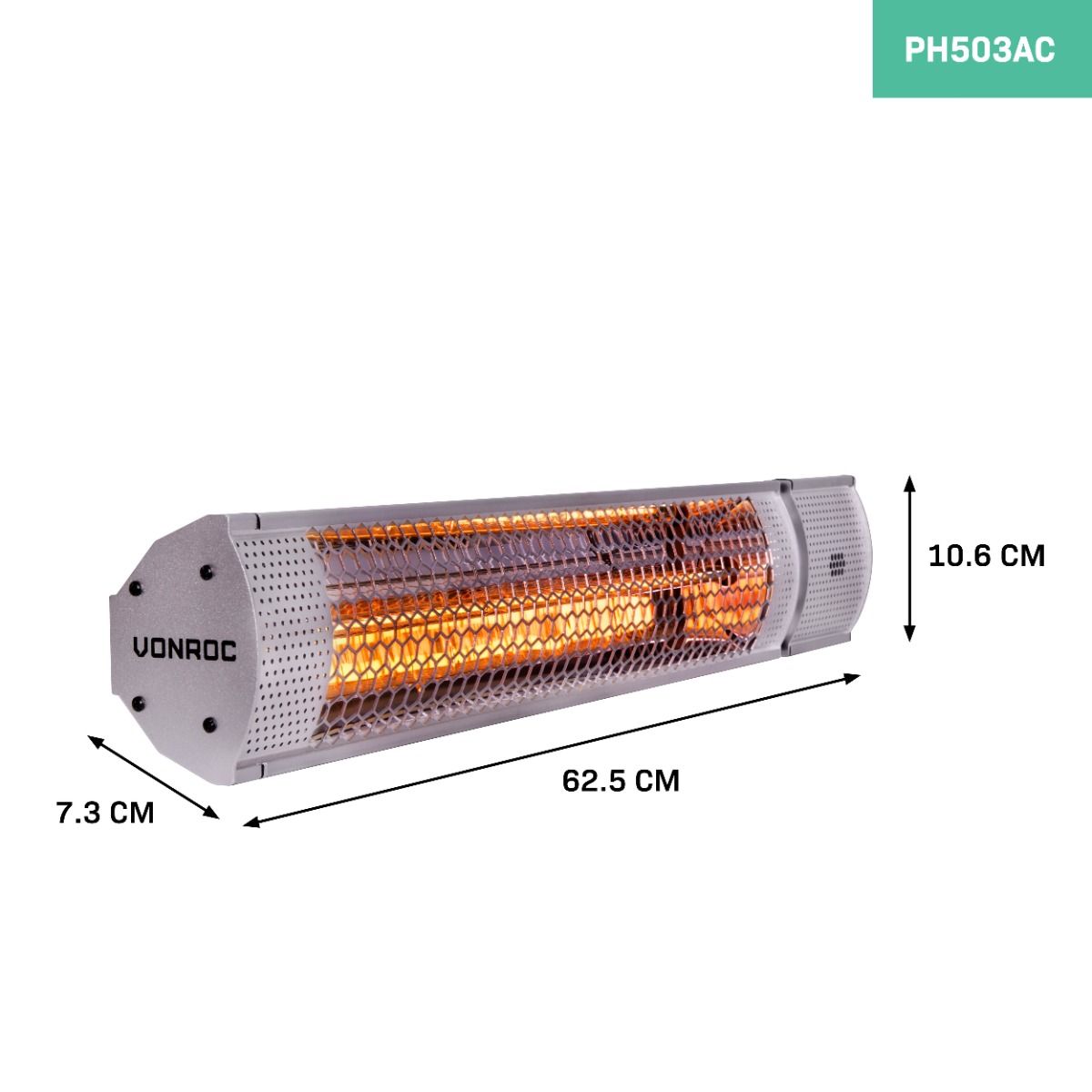 VONROC Marsili 2000 Watt Heizstrahler mit Fernbedienung