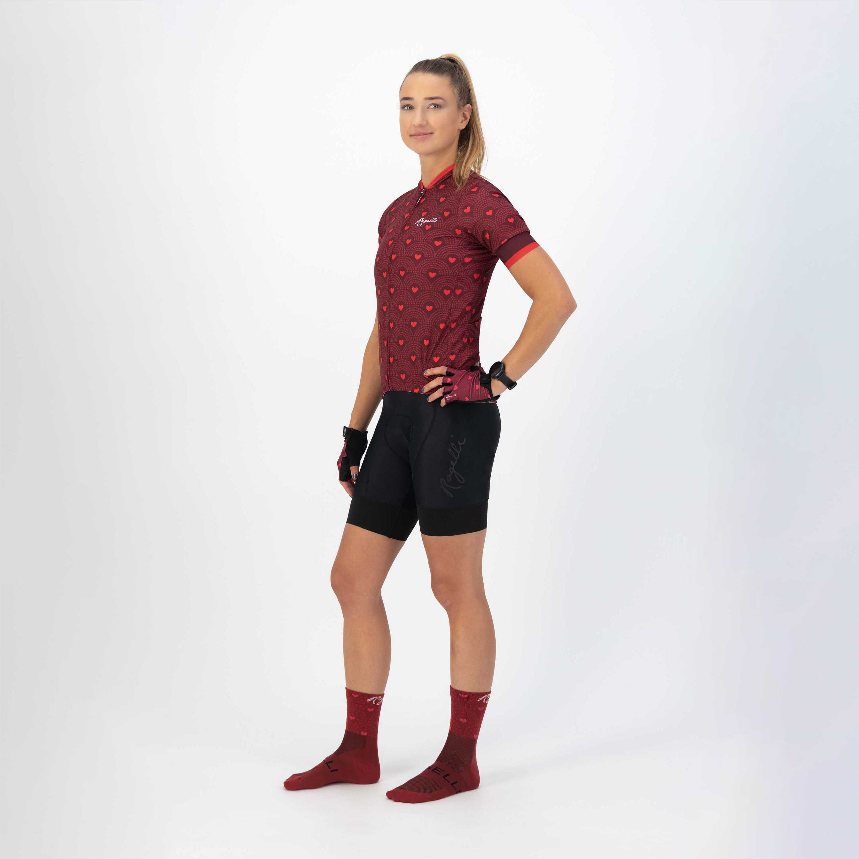 Rogelli Winter Bordeaux/Rosa Damen Radtrikot Kurzarm
