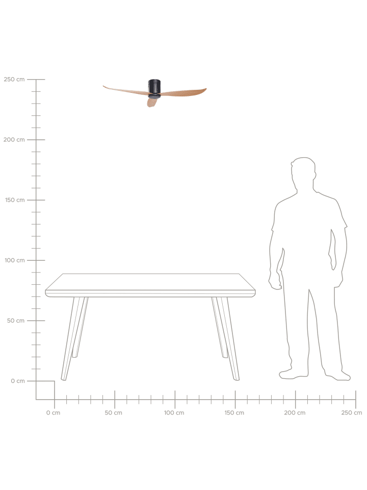Beliani Deckenventilator mit Licht MALAD in Schwarz/Heller Holzfarbton günstig kaufen onesize