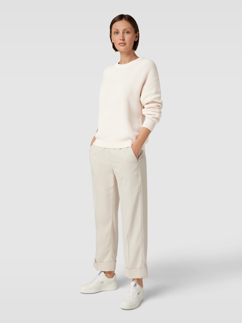 Strickpullover mit gerippten Abschlüssen in ecru