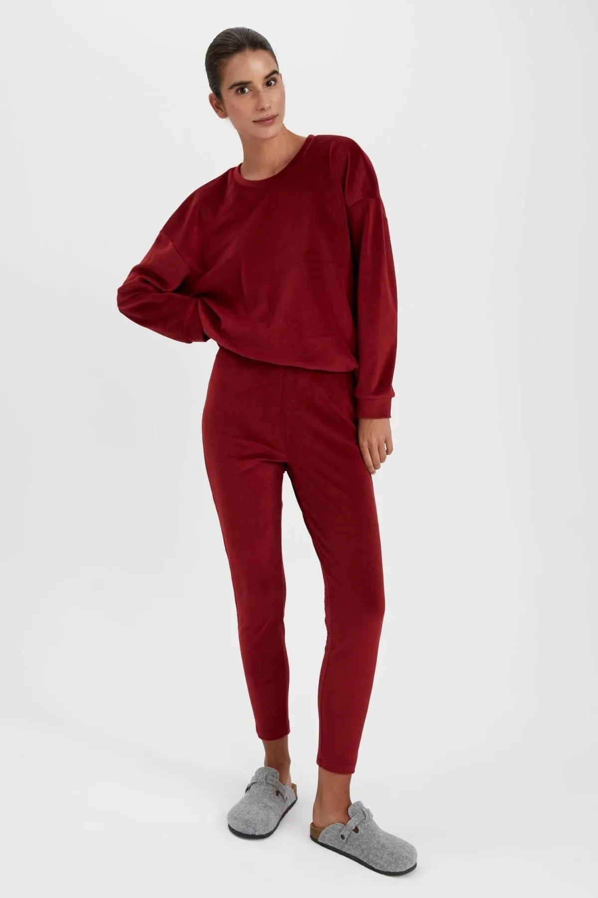 DeFacto  Verliebtes Basic-Pyjama-Oberteil mit Weihnachtsmotiv und Rundhalsausschnitt