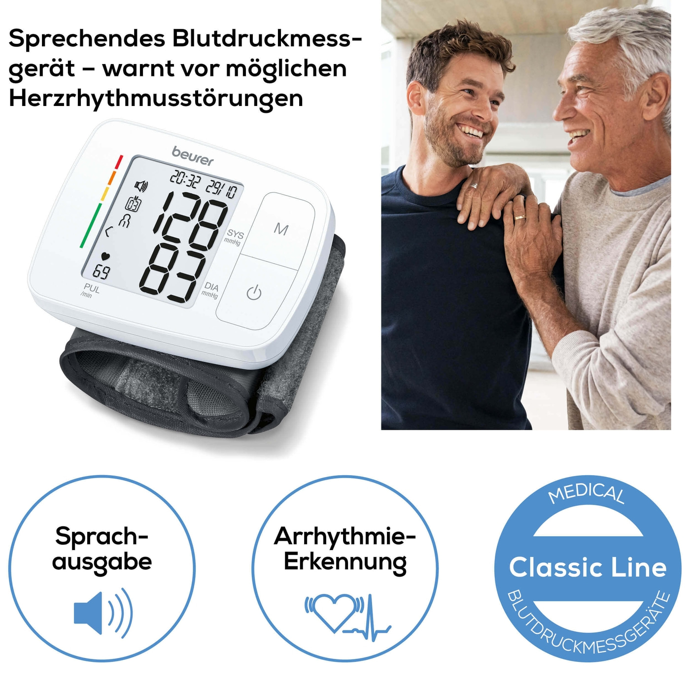 Beurer sprechendes Handgelenk-Blutdruckmessgerät BC 21-Handgelenk-Blutdruckmessgerät mit Sprachausgabe