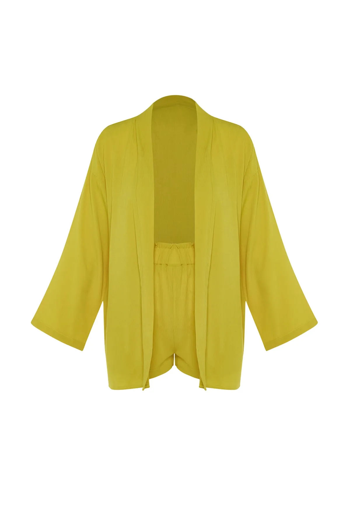 Trendyol Collection  Ölgrünes gewebtes Kimono-Shorts-Set TBESS23AU00089