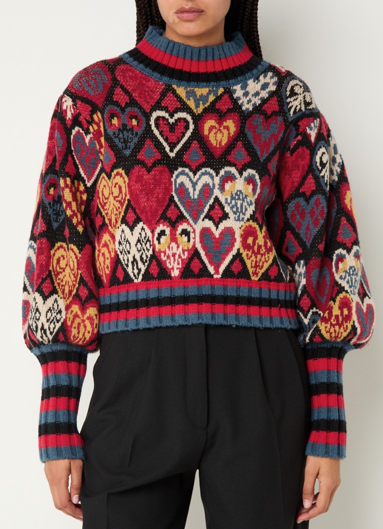 Farm Rio  Hearts Ikat grofgebreide trui in wolblend met ingbereid patroon