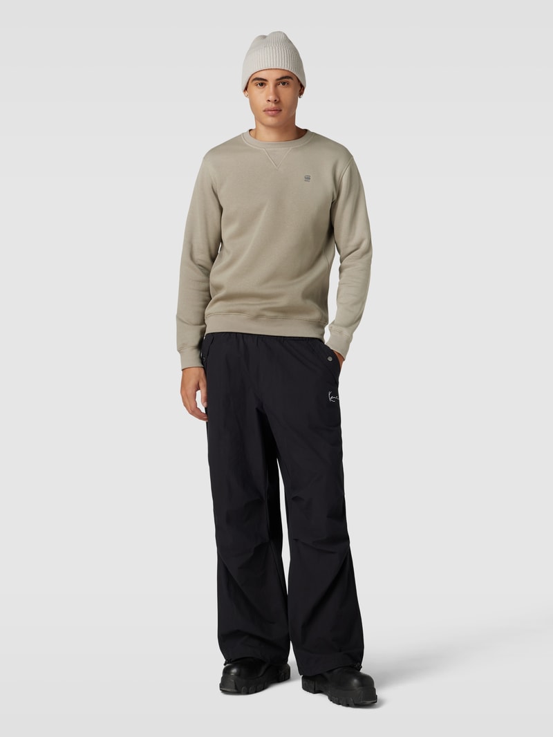 Sweatshirt mit Logo-Stitching Modell 'Premium' in beige