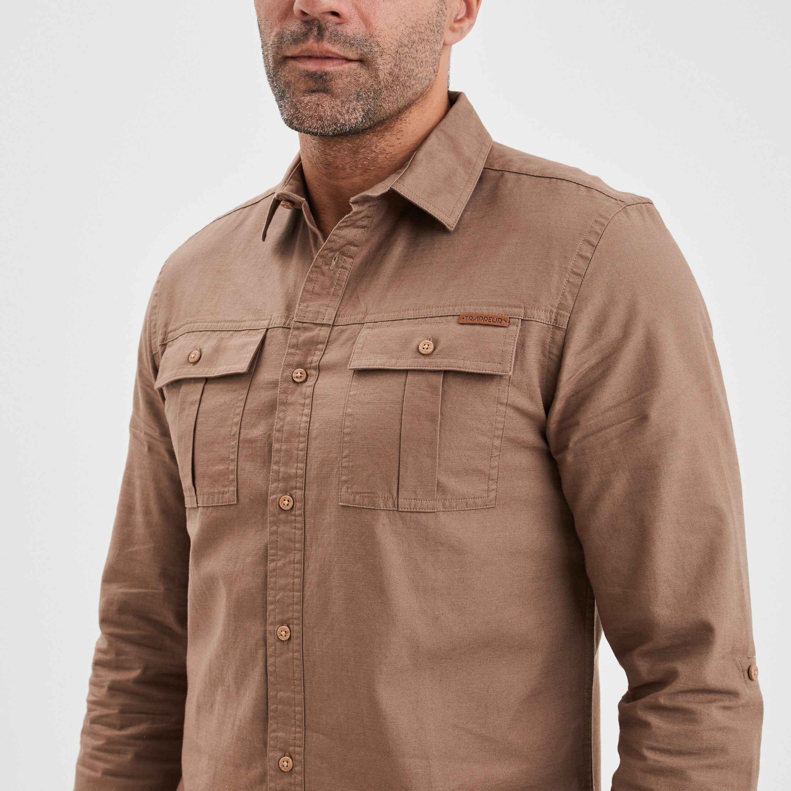 Chemise manches longues Trappeur marron homme | La Halle