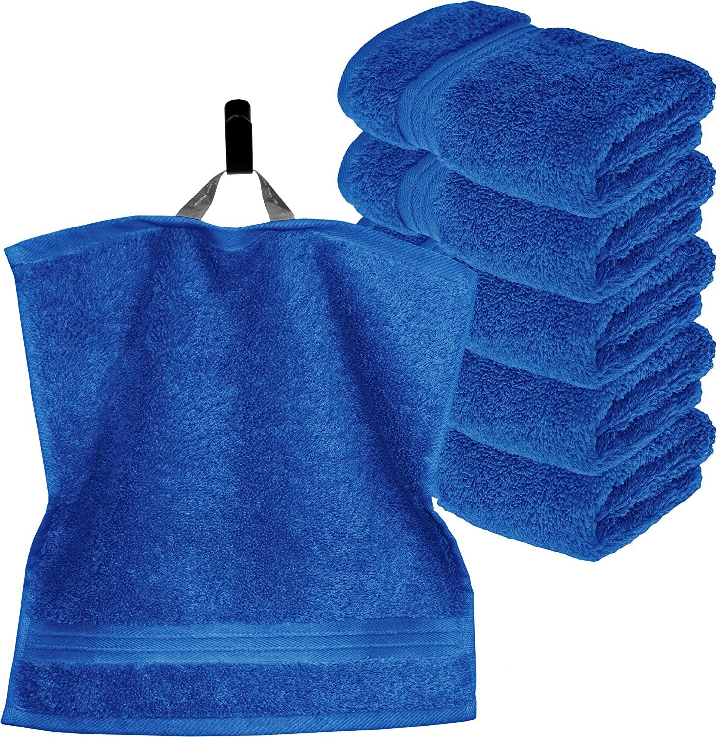 Lashuma Seiftuch Linz (Set, 6-tlg), Frottee Handtuchset blau 30x30 cm