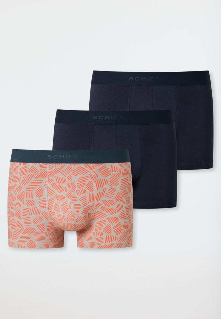 Shorts 3er-Pack Organic Cotton Webgummibund uni/gemustert mehrfarbig - 95/5