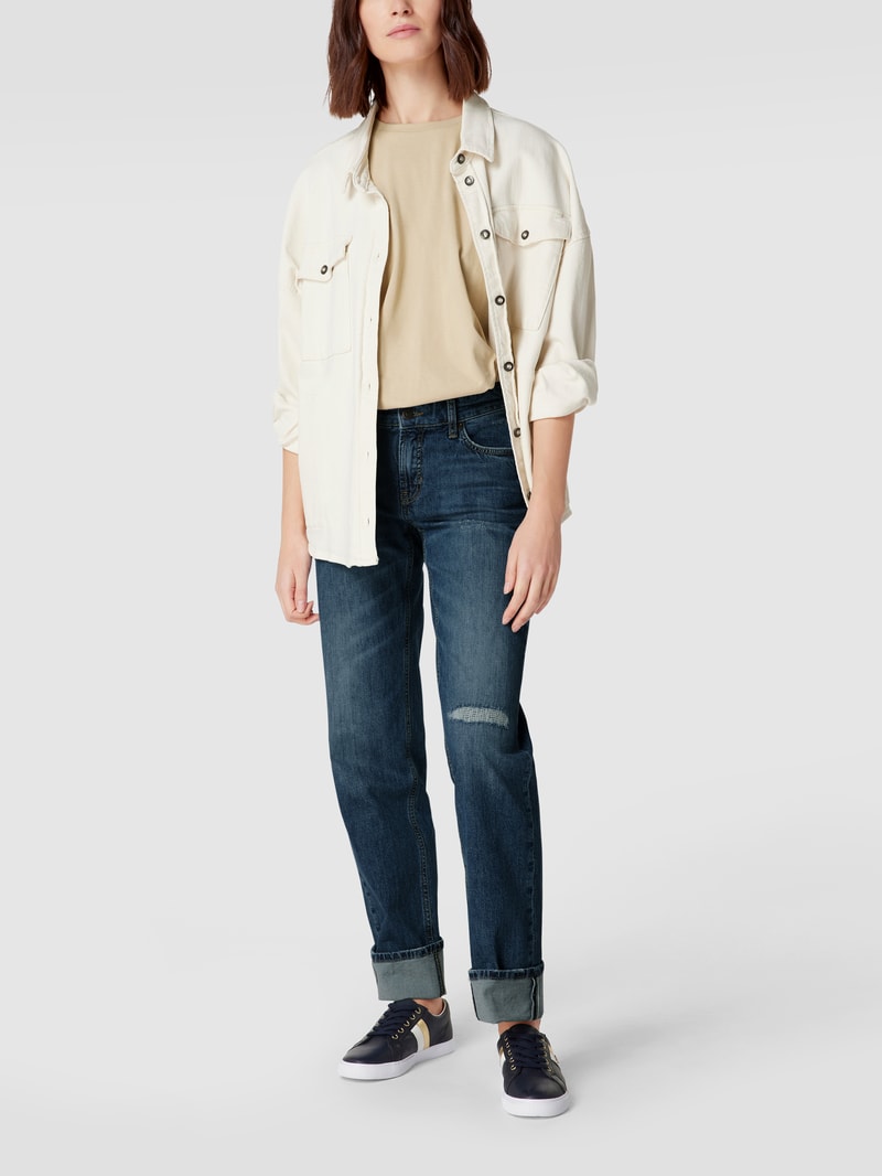 Straight Fit Jeans im Used-Look Modell 'Paris' in blau