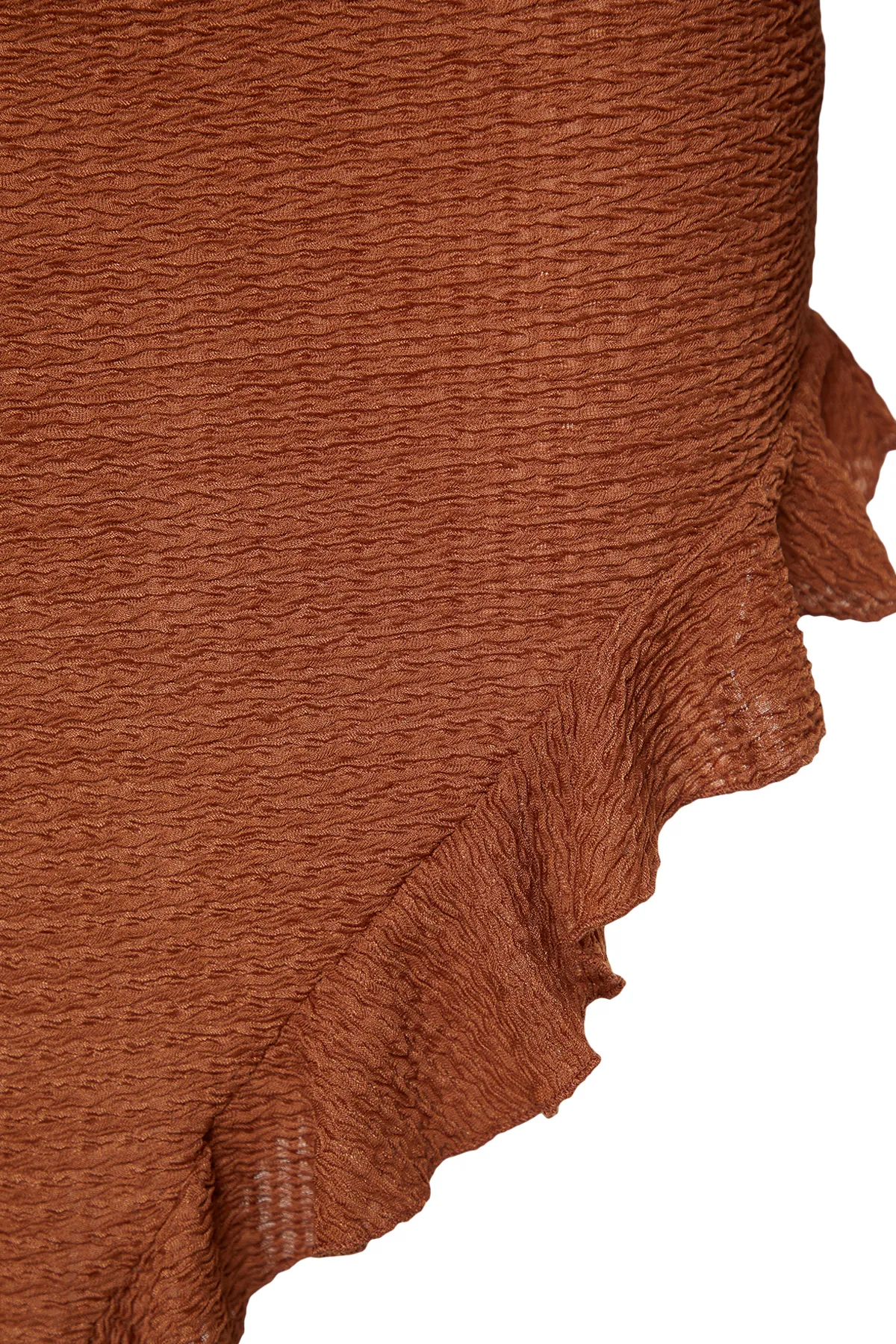 Trendyol Collection  Braunes, tailliertes, gewebtes Blusenrock-Set mit Rüschen TBESS23AU00040