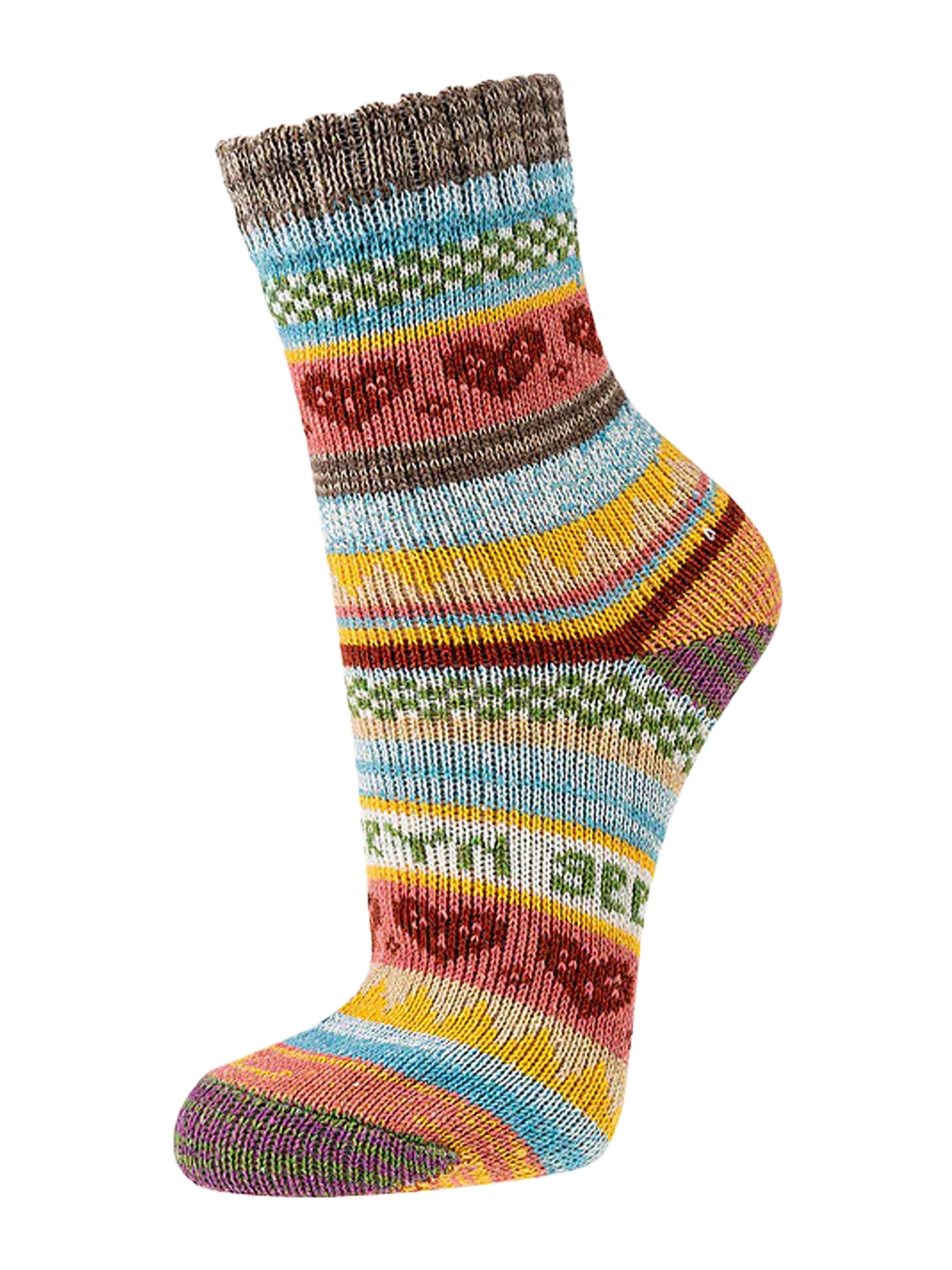 HomeOfSocks Socken Hygge Socken Für Herren Und Damen aus Baumwolle 3er Pack Baumwollsocken Mit Fröhlich Bunten Mustern Und Druckarmer Zehennaht