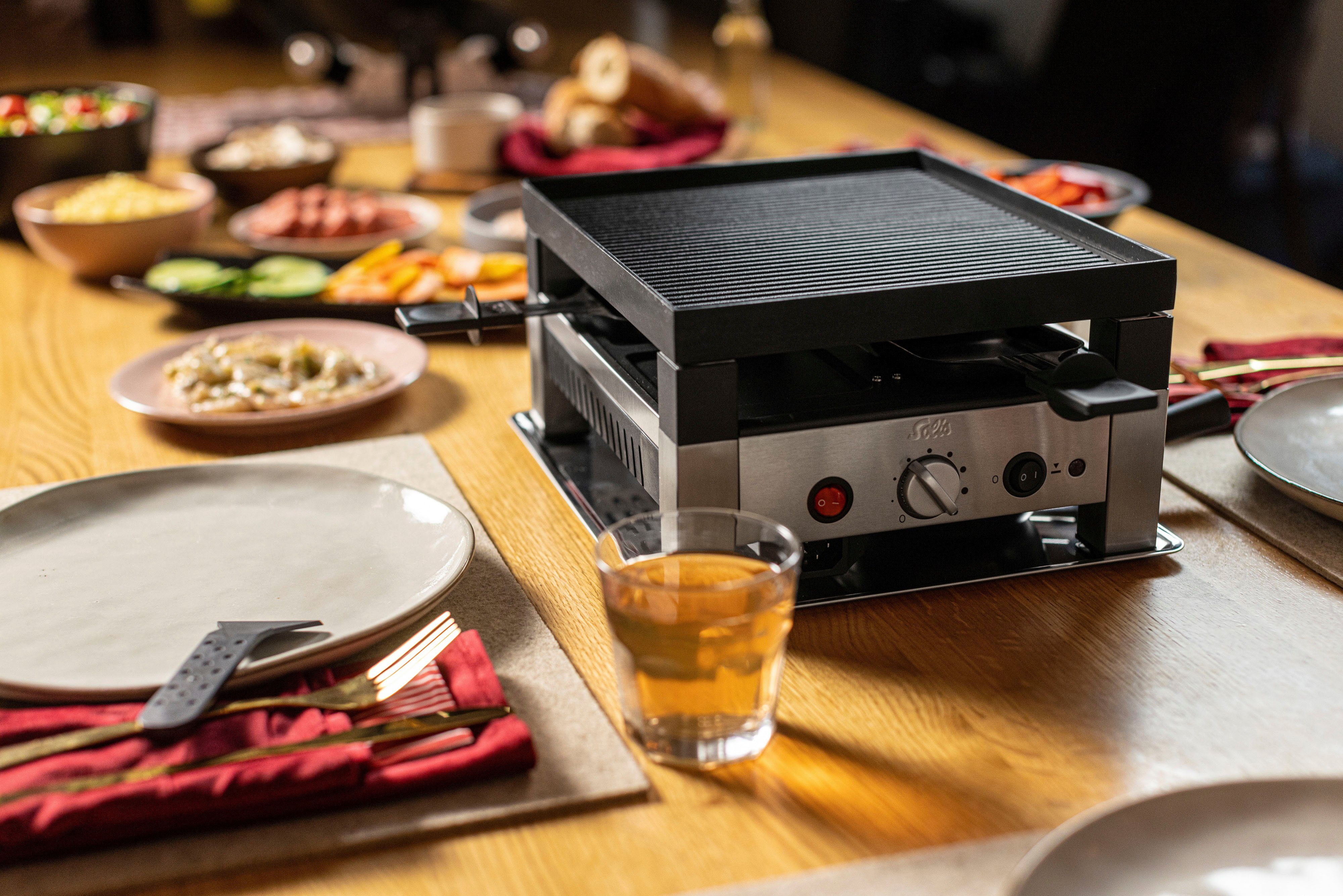 SOLIS OF SWITZERLAND Raclette 5 in 1 Table Grill for 4, 4 Raclettepfännchen, 1020 W