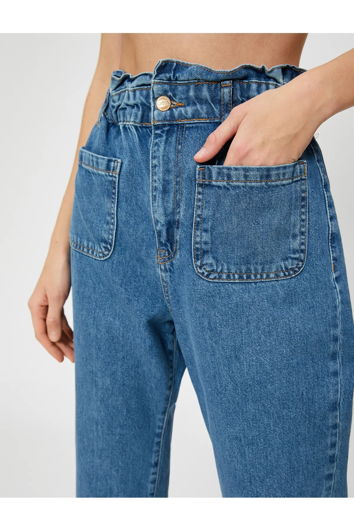Koton  Jeans mit elastischem Bund, hohe Taille – Baggy-Jeans