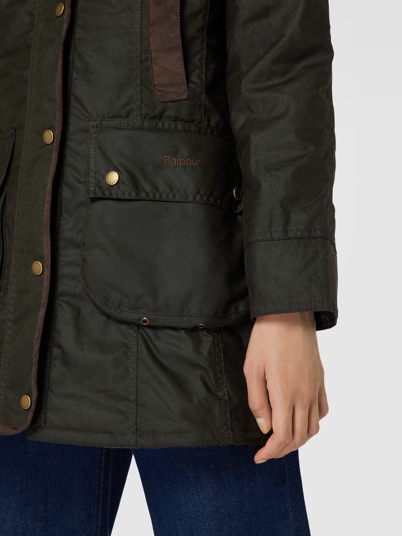 Jacke mit geripptem Umlegekragen Modell 'BOWER' in olivgrün