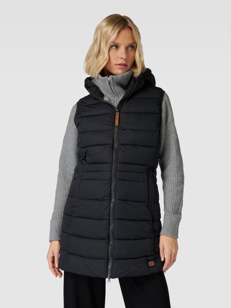 Steppweste mit Label-Patch in schwarz