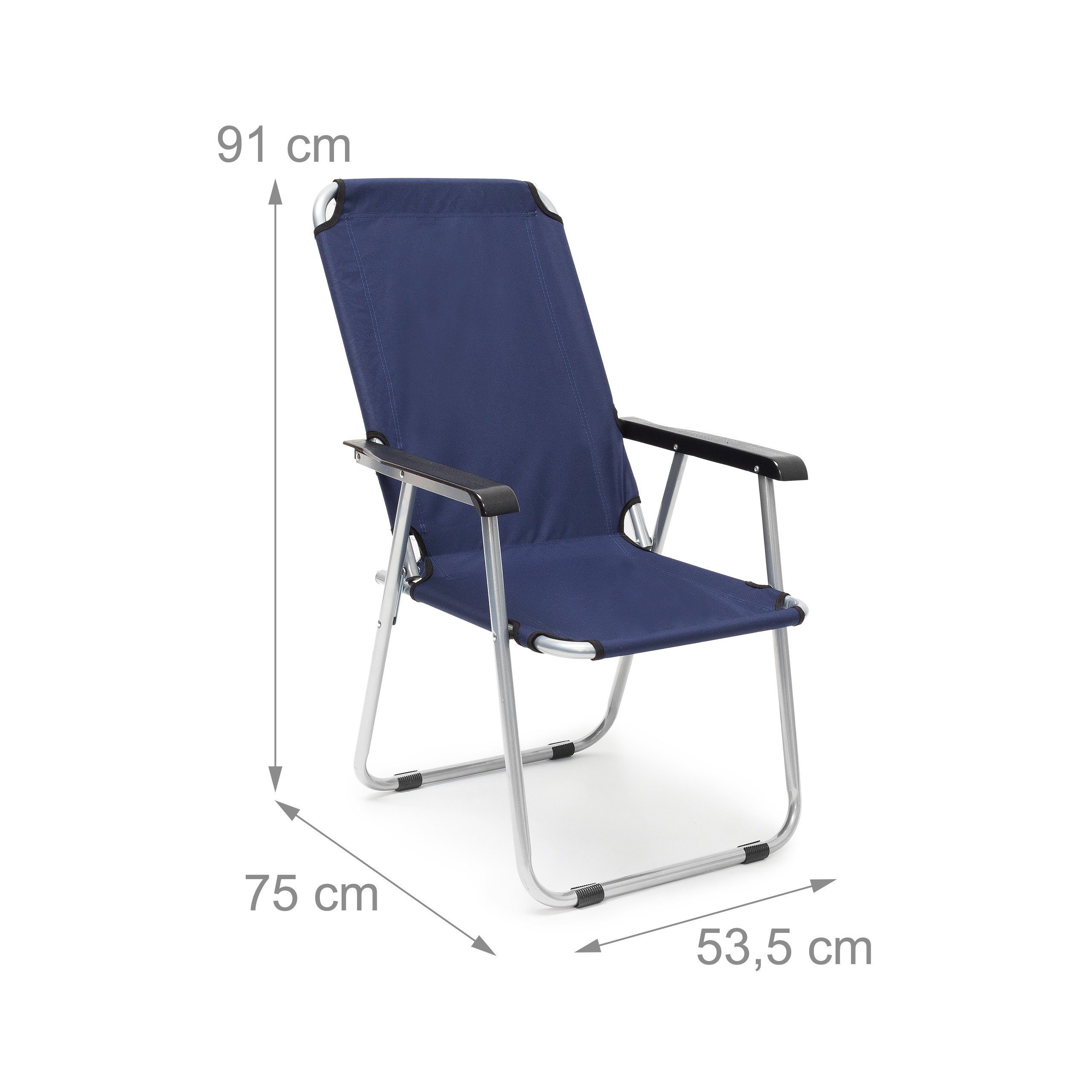 relaxdays Campingstuhl Campingstuhl 2er Set mit Armlehne, Dunkelblau