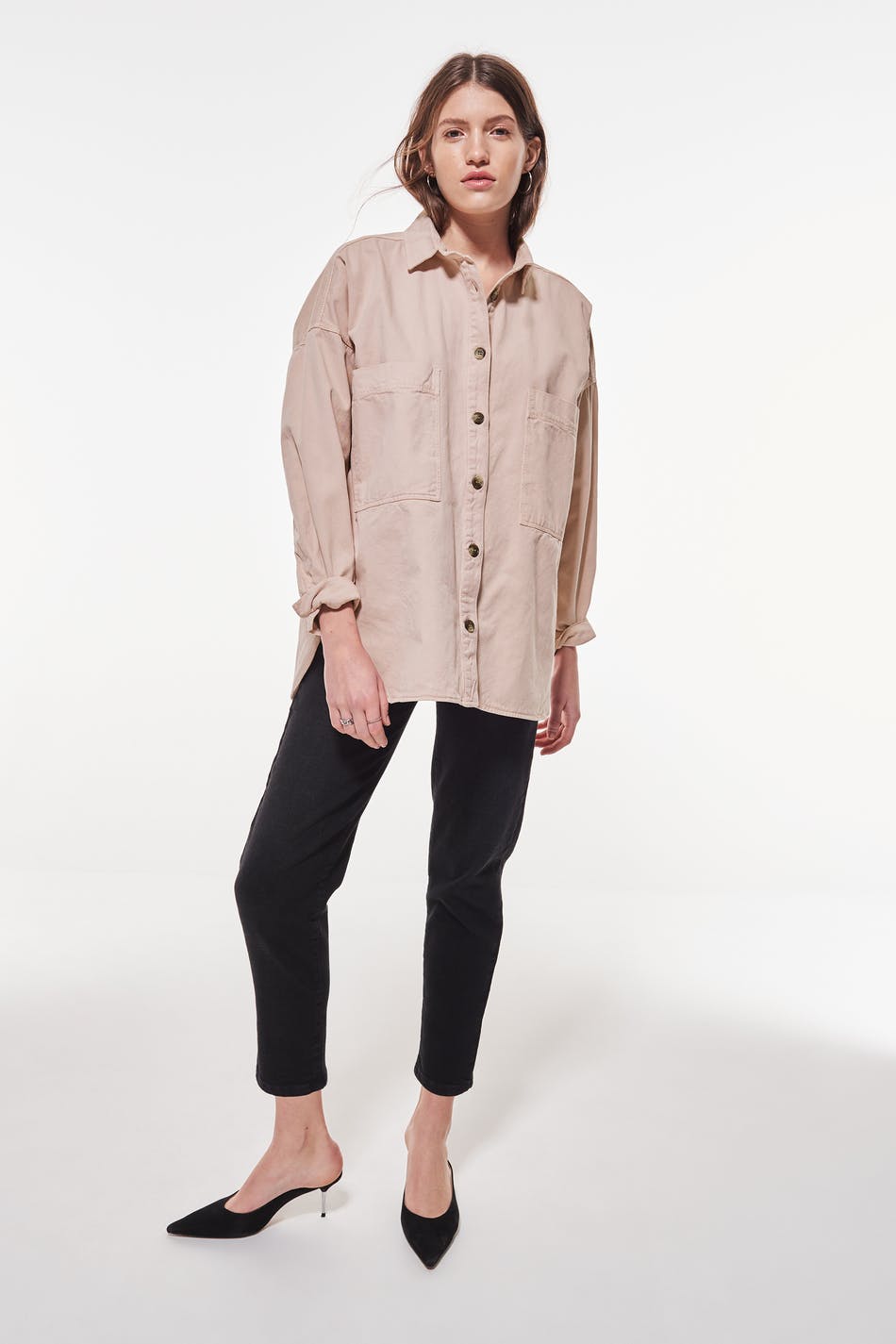 Oversized denim shirt