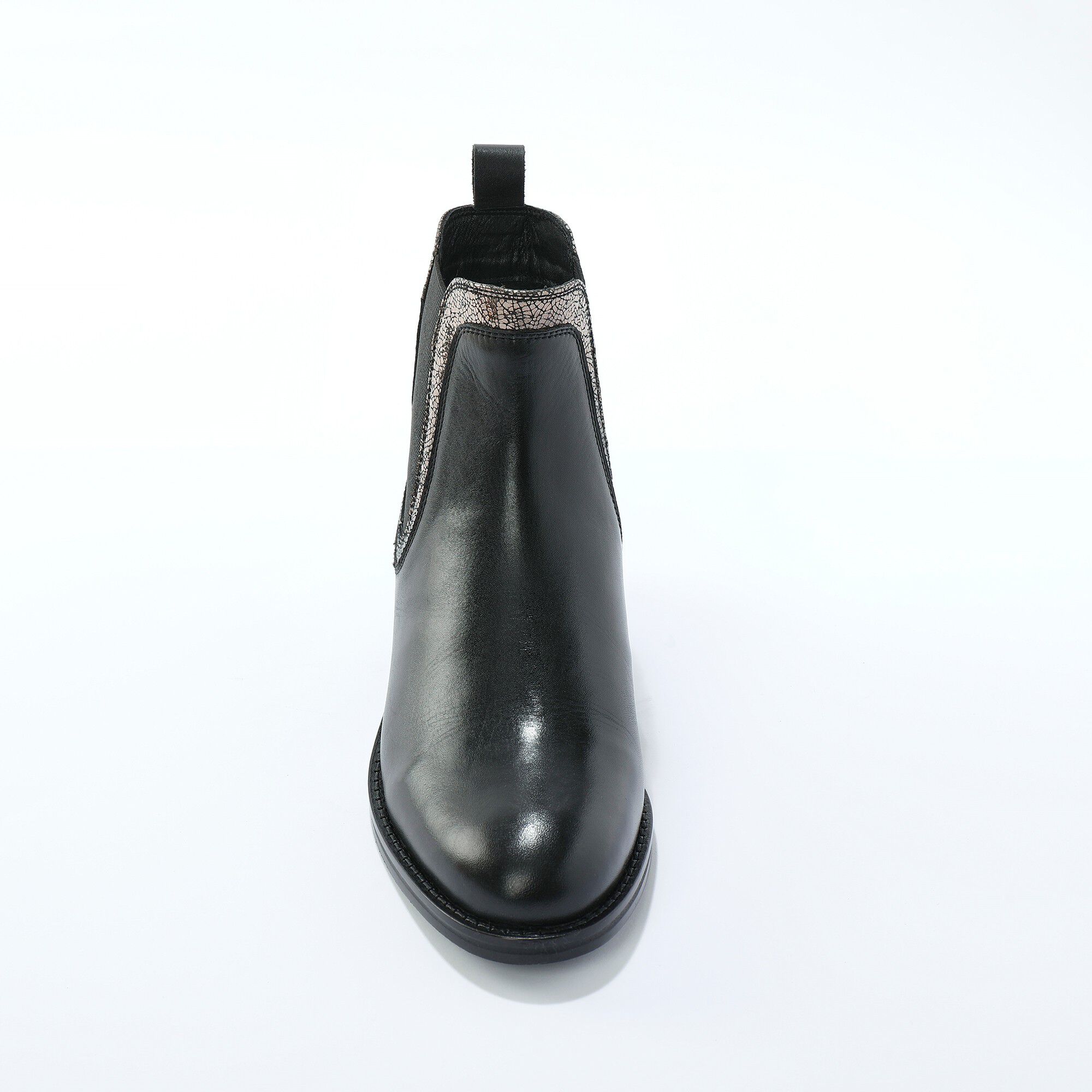 Boots chelsea en cuir, biais argenté