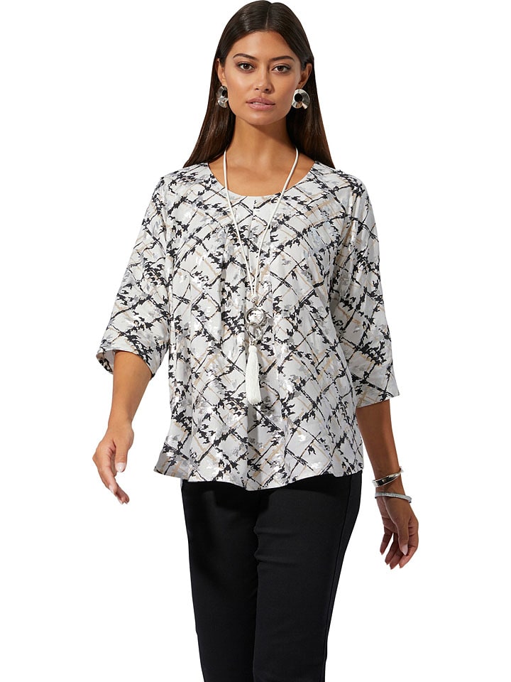 Heine Bluse in Creme/ Schwarz günstig kaufen