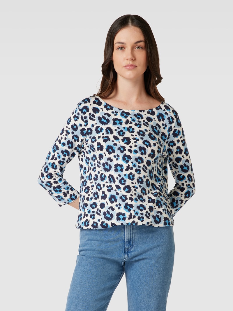 T-Shirt mit Animal-Print in dunkelblau