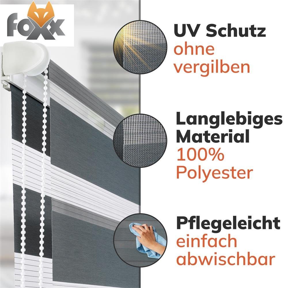 Doppelrollo Doppelrollo Klemmfix schwarz 50x140 cm, Foxx