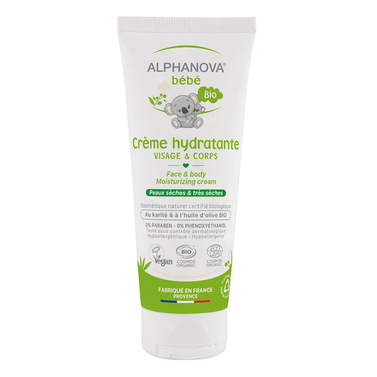 Alphanova Bébé Crème Hydratante Bio Visage & Corps Peaux Sèches 75 ml