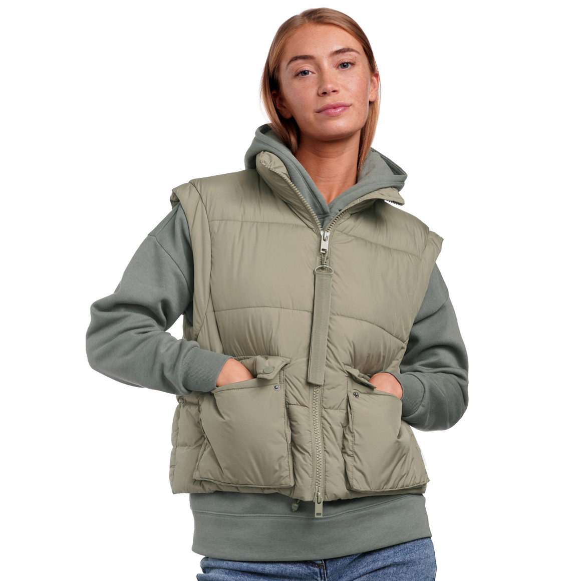 Damen Steppweste im Cropped-Style