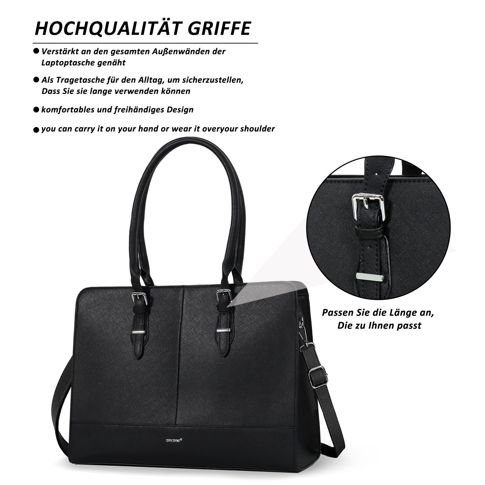 TAN.TOMI Aktentasche Damen Businesstasche Große Handtasche Damen Schultertasche, 15.6 Zoll Elegant Umhängetasche für Büro Arbeit Schule