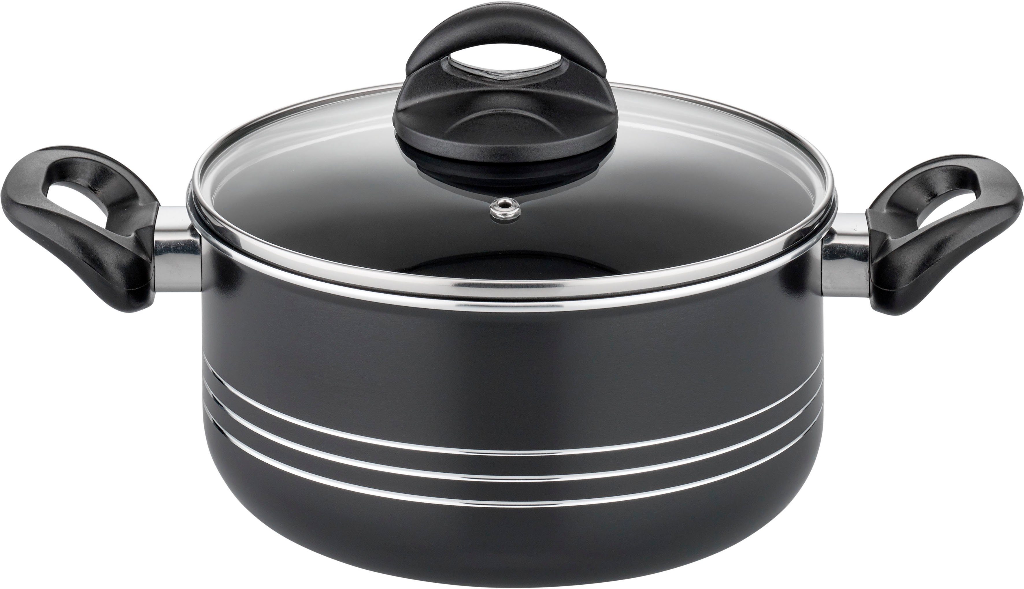 GSW Topf-Set Milano Nero, Aluminium (Set, 15-tlg), Induktion, inkl. 5-teiliges Küchenhelfer-Set