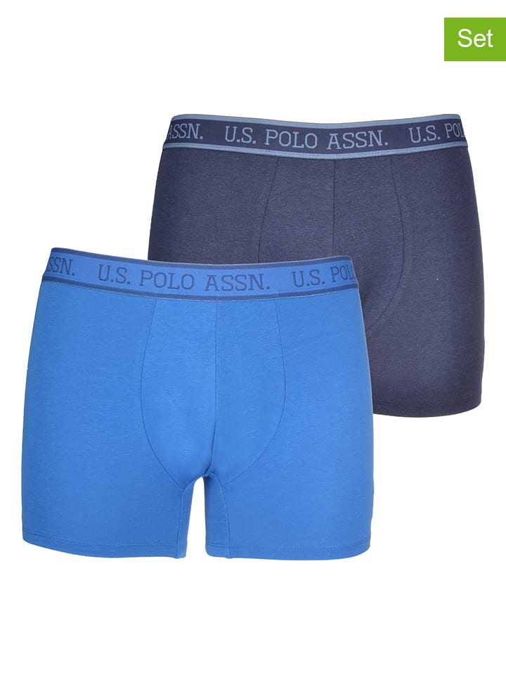 U.S. Polo Assn. 2er-Set: Boxershorts in Dunkelblau/ Blau günstig kaufen