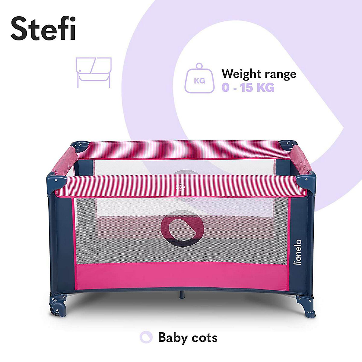 Beistellbett Stefi Pink Rose Baby Laufstall Kinderbett Reisebett ab Geburt bis 15 kg Laufstall