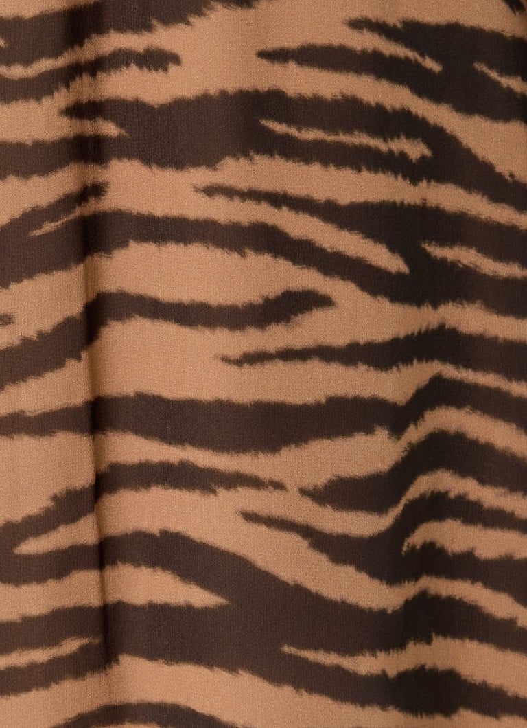 Abito midi in seta Glizia di MaxMara con stampa tigrata e collo a scialle.