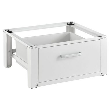 en.casa Unterschrank Comfortixx Waschmaschinen-Sockel mit Schublade Stahl Max. 150 kg