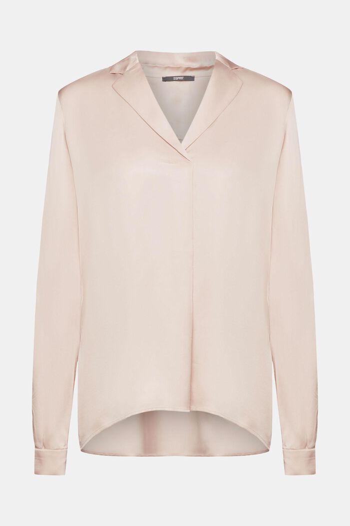 Satinbluse mit Reverskragen, LENZING™ ECOVERO™