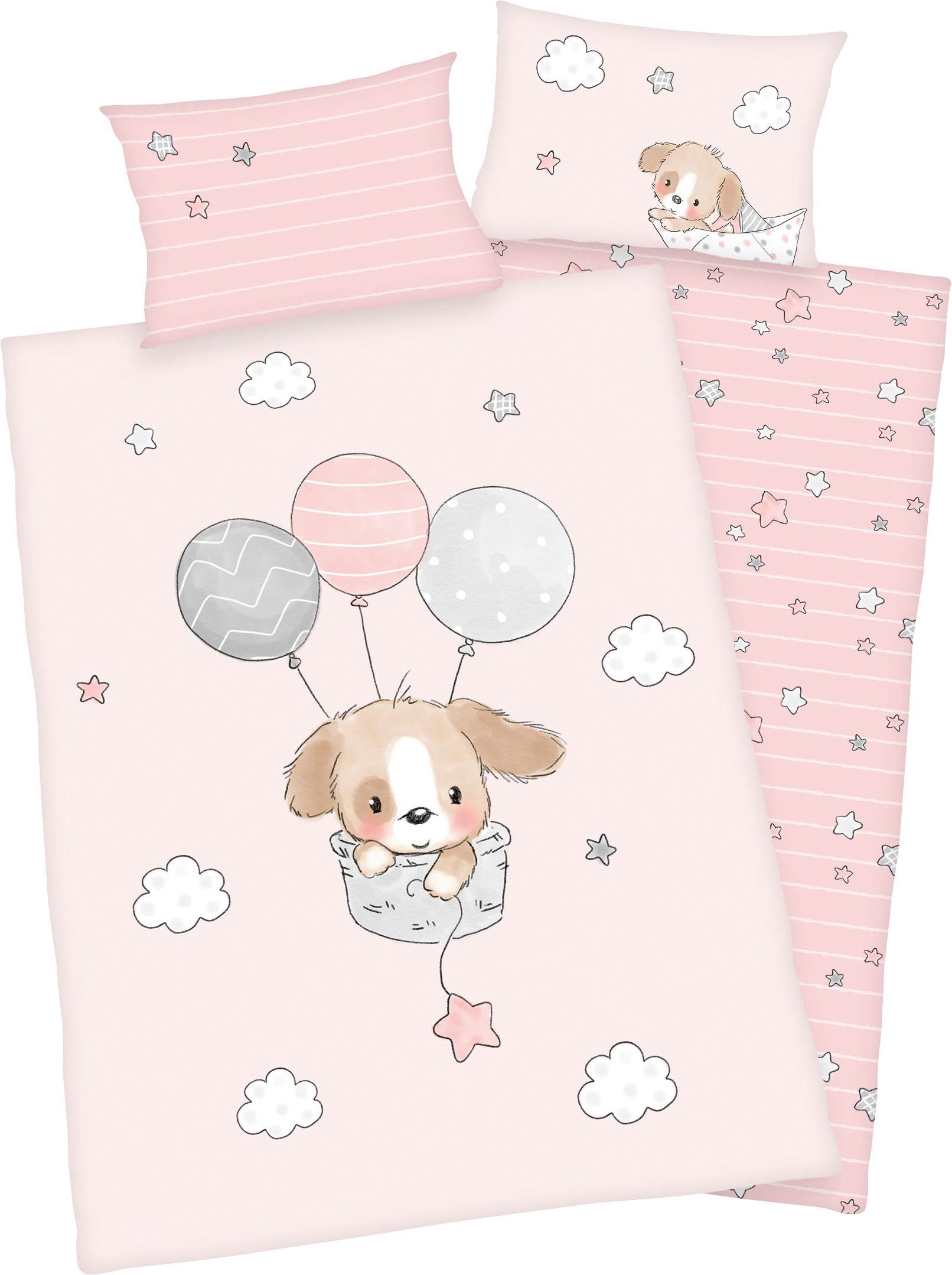 Babybettwäsche Sleeping little bear, Baby Best, Flanell, mit niedlichem Motiv und liebevollem Schriftzug